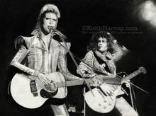 Load image into Gallery viewer, Prettiest stars - David Bowie & Marc Bolan - Pencil Illustration