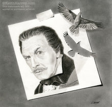 Load image into Gallery viewer, Vincent Price with Raven - Pencil Illustration