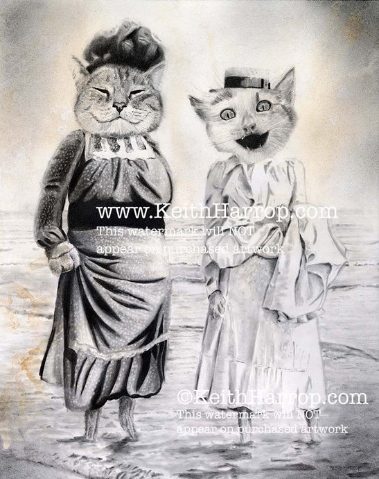 Anicurio #26 (Cats at the seaside)© - Pencil Illustration