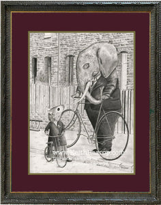 Anicurio #41 (Elephant & Mouse)© - Pencil Illustration