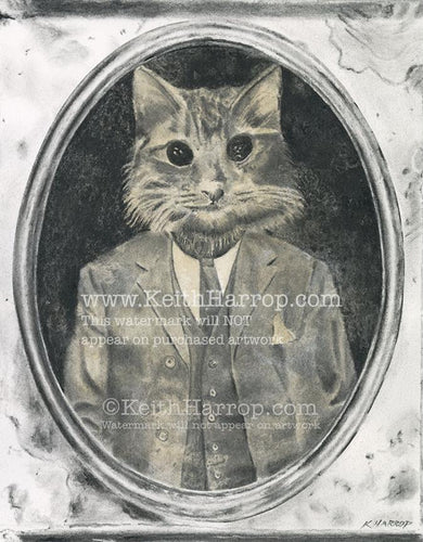 Anicurio #1 (Cat in a suit)© - Pencil Illustration