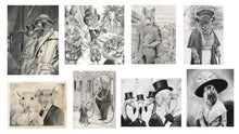 Load image into Gallery viewer, 50 Postcards with gift box: The complete set of all 50 postcards from the Anicurio® collection of Pencil Illustrations