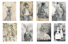 Load image into Gallery viewer, 50 Postcards with gift box: The complete set of all 50 postcards from the Anicurio® collection of Pencil Illustrations