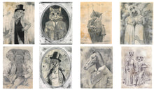 Load image into Gallery viewer, 50 Postcards with gift box: The complete set of all 50 postcards from the Anicurio® collection of Pencil Illustrations