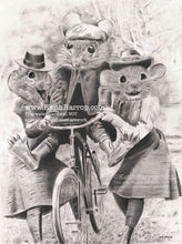 Load image into Gallery viewer, Anicurio #25 Mice on a bike© - Pencil Illustration