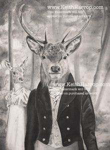 Anicurio #40 © (Stag In The Woods - Regency era) - Pencil drawing