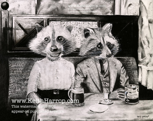 Anicurio #31 © (Two Raccoons) - Pencil drawing