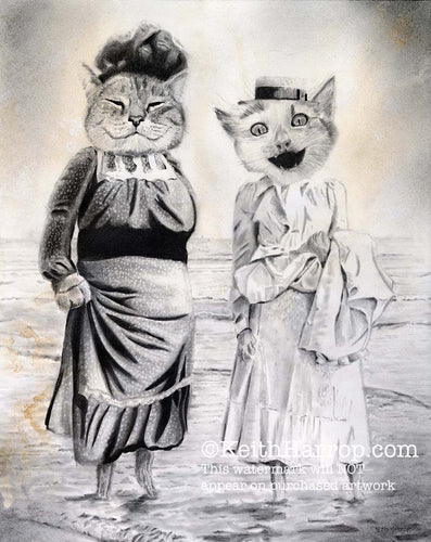 Anicurio #26 (Cats at the seaside)© - Pencil Illustration