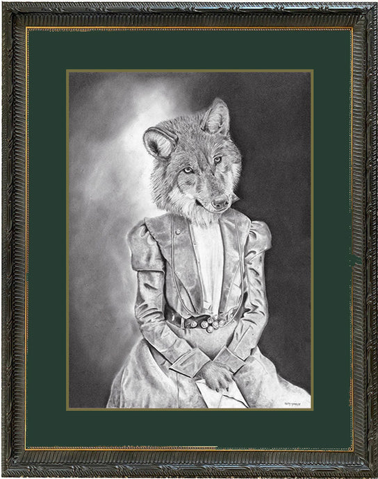 Anicurio #38 © (Wolf with Letter) - Pencil drawing