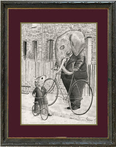 Anicurio #41 (Elephant & Mouse)© - Pencil Illustration