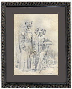Anicurio #5 (Fox and Hound)© - Pencil Illustration