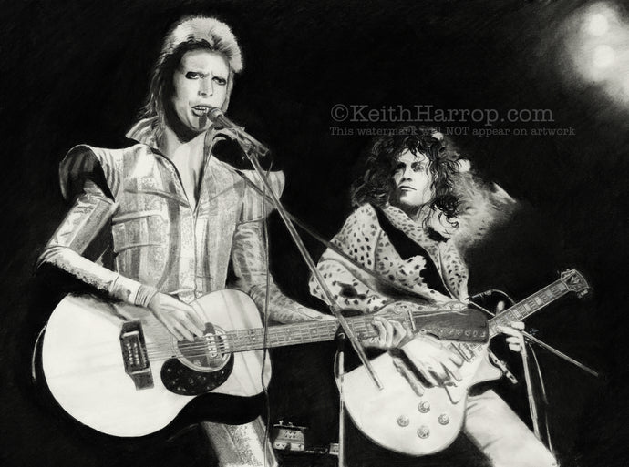 Prettiest stars - David Bowie & Marc Bolan - Pencil Illustration