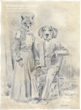 Load image into Gallery viewer, Anicurio #5 (Fox and Hound)© - Pencil Illustration