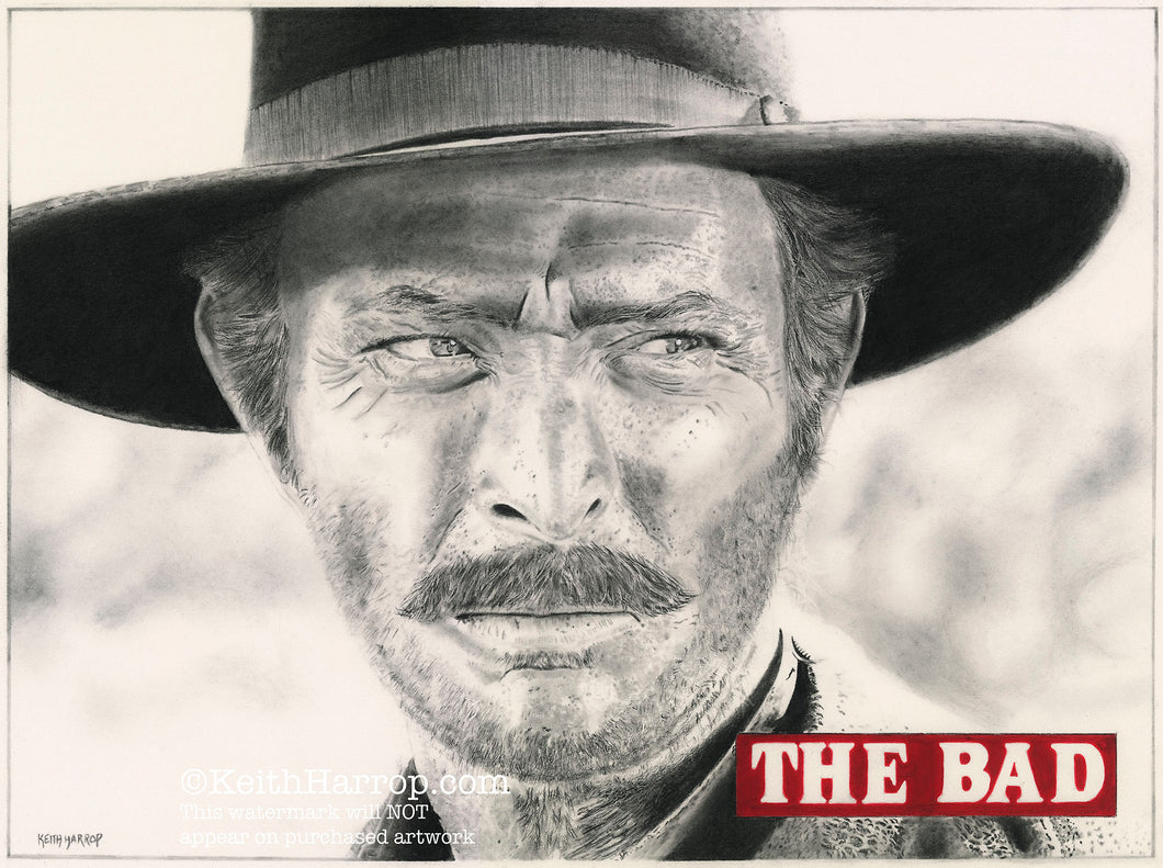 The Good, The Bad, and the Ugly - Lee Van Cleef - Pencil Illustration
