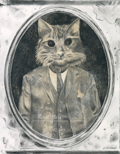 Anicurio #1 (Cat in a suit)© - Pencil Illustration