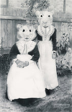 Load image into Gallery viewer, Anicurio #19 (Mice Maids in a Garden)© - Pencil Illustration