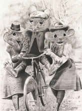 Load image into Gallery viewer, Anicurio #25 Mice on a bike© - Pencil Illustration