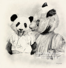 Load image into Gallery viewer, Anicurio #27 (Mother Panda &amp; Child)© - Pencil Illustration