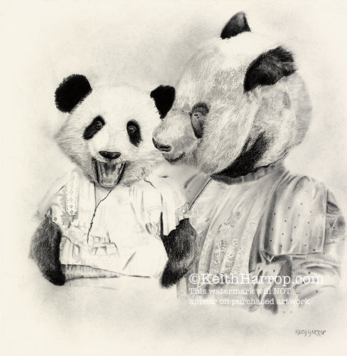 Anicurio #27 (Mother Panda & Child)© - Pencil Illustration