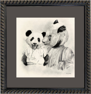 Anicurio #27 (Mother Panda & Child)© - Pencil Illustration