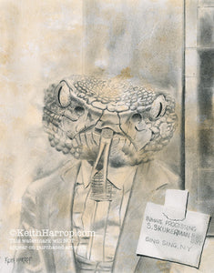 Anicurio #28 (Snake© - Head and Shoulders)- Pencil Illustration